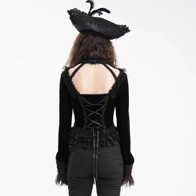 Gothic Lace Woven Long Sleeved Top