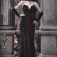 Gothic Velvet Fishtail Dress With Arm Sleeves - Gothmuse