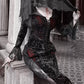 Gothic Lace Velvet Fishtail Dress - Gothmuse
