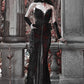 Gothic Velvet Fishtail Dress With Arm Sleeves - Gothmuse