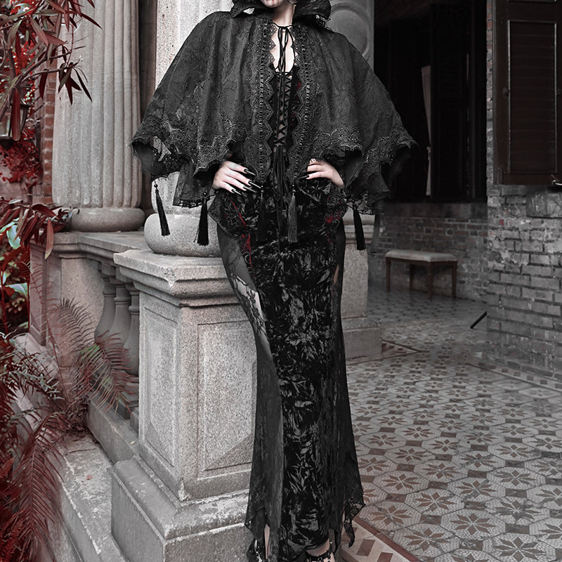 Black Gothic Fringe Cape - Gothmuse