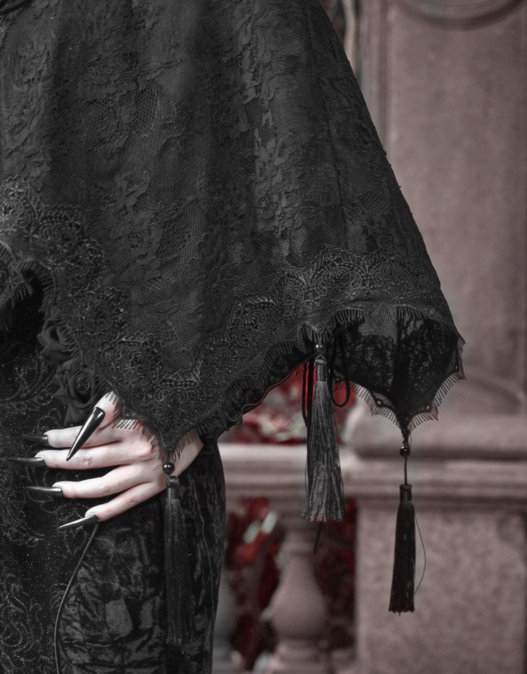 Black Gothic Fringe Cape - Gothmuse