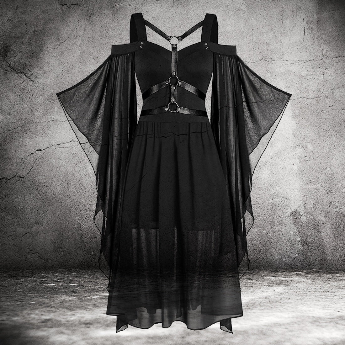 Gothic Vintage Midi Dress - Gothmuse