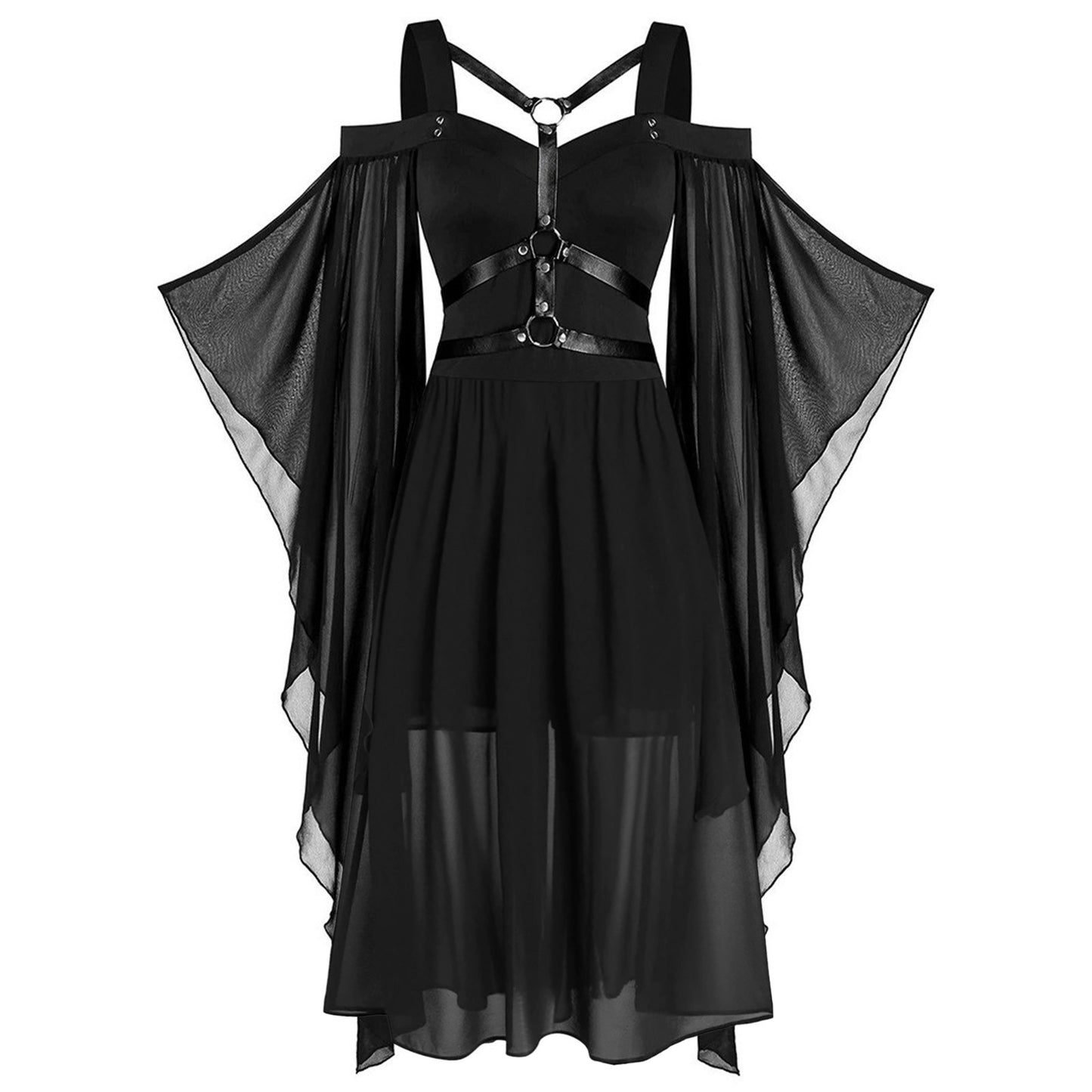 Gothic Vintage Midi Dress - Gothmuse