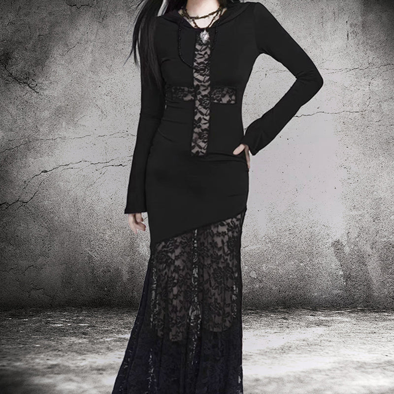 Ghostly Gothic Lace Dress - Gothmuse