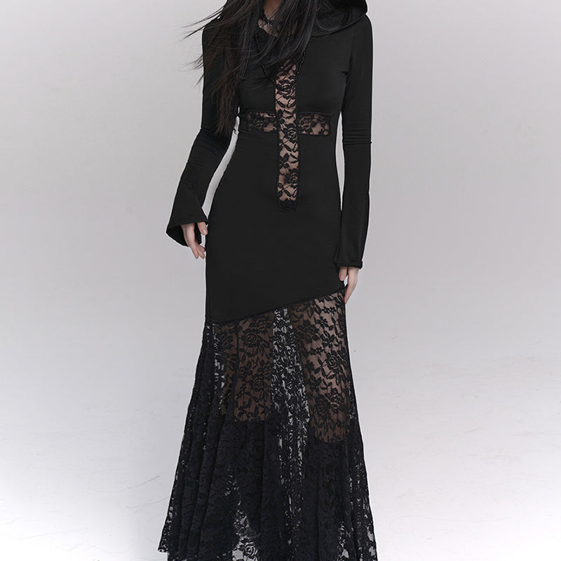 Ghostly Gothic Lace Dress - Gothmuse