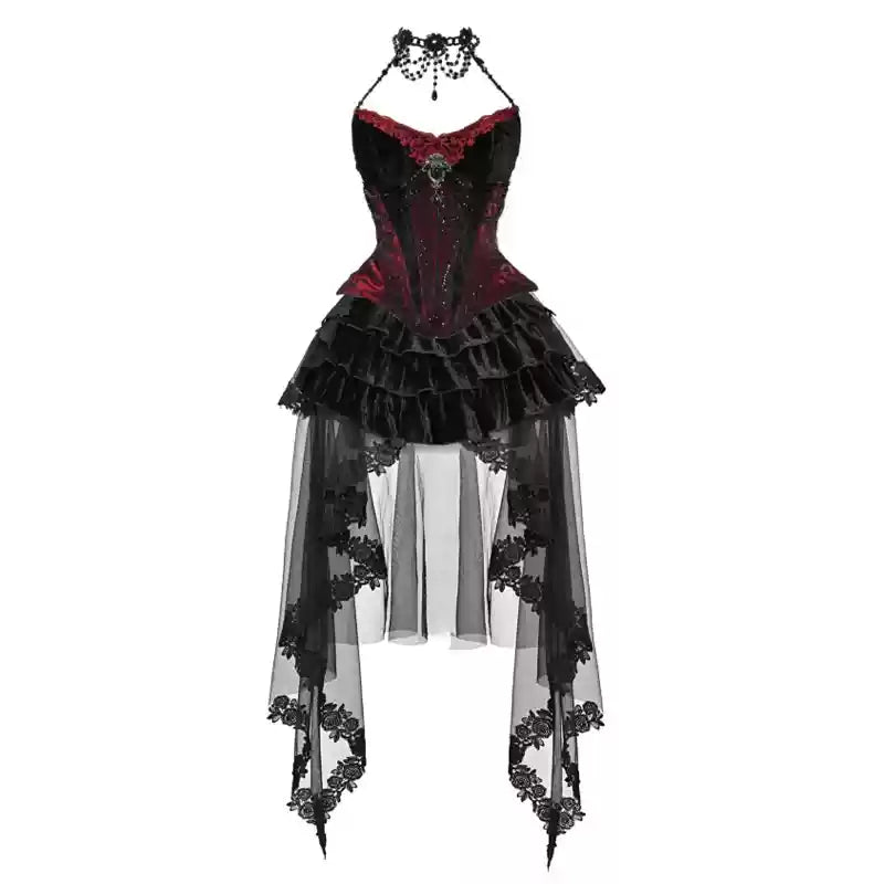 Gothic Corset Fishbone Suspender Skirt - Gothmuse