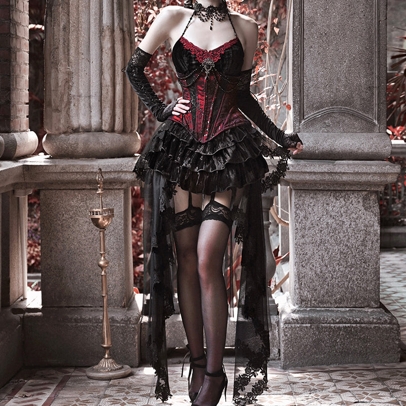 Gothic Corset Fishbone Suspender Skirt - Gothmuse