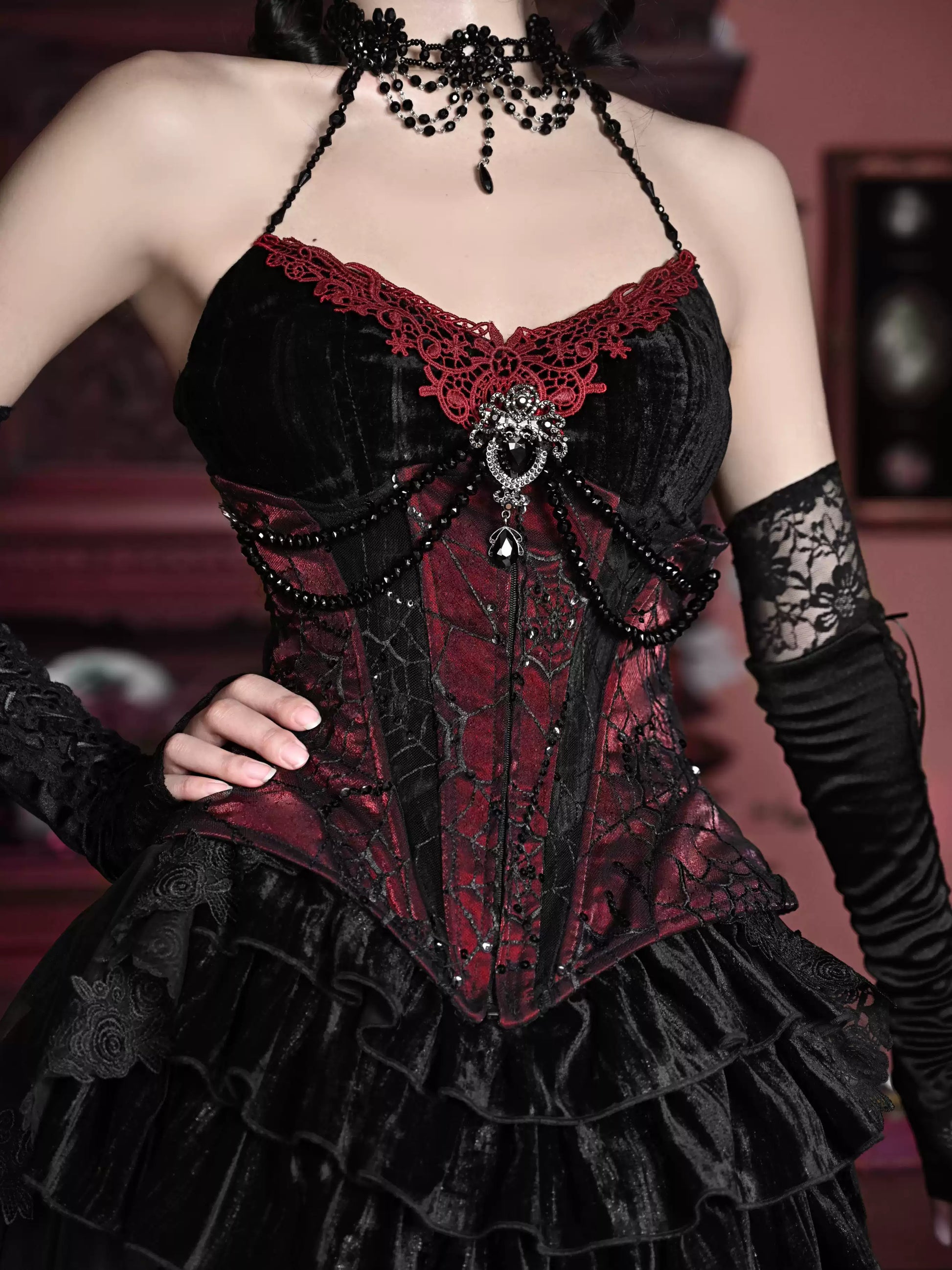 Gothic Corset Fishbone Suspender Skirt - Gothmuse